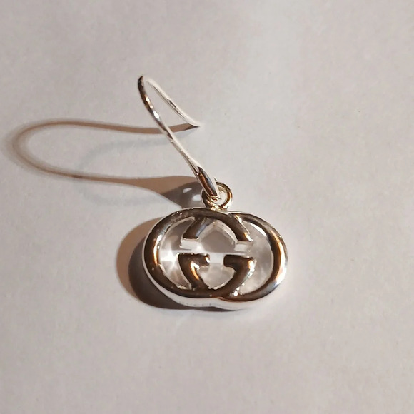 NEW AUTHENTIC .925 STERLING SILVER GUCCI GG DANGLING EARRINGS - Picture 5 of 8